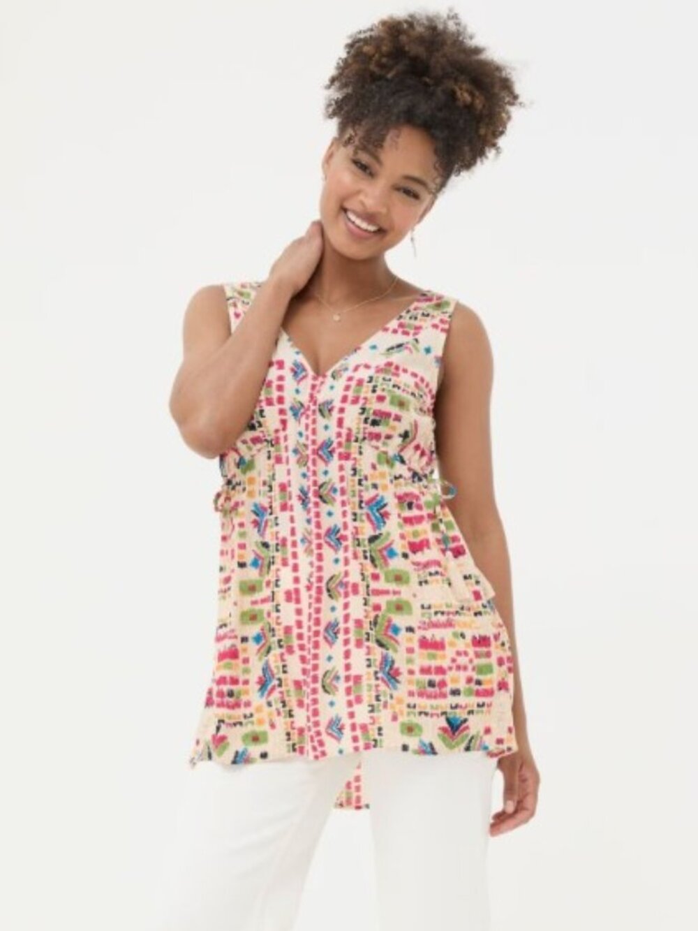 FatFace Charlie Natural Trail Marks V-Neck Top Cover-Up  Multicolor Size 12